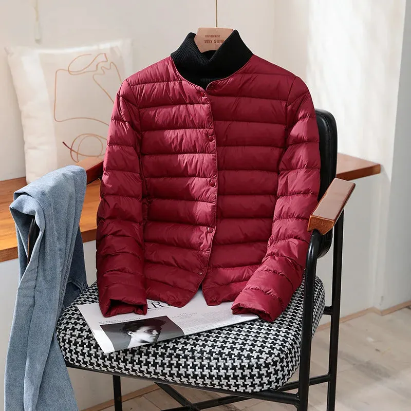 2024 New Arrivals Autumn Winter Warm Women White Duck Down Slim Jackets Female Fashion Ultra Lightweight Packable Puffer Coats