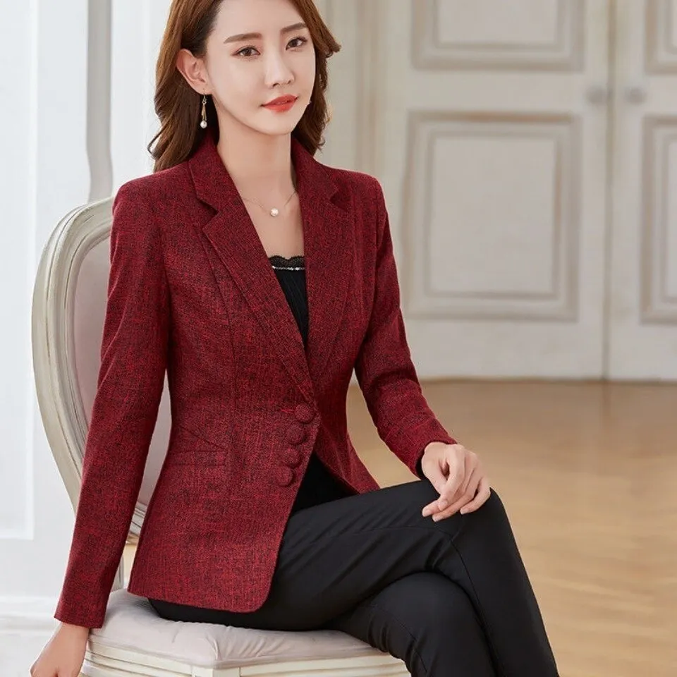 5XL Fashion Designer Autumn Winter Blazer Jacket Women&#39;s Classic Suit Jacket  Buttons Blazer Outwear Professional Tailored Coat