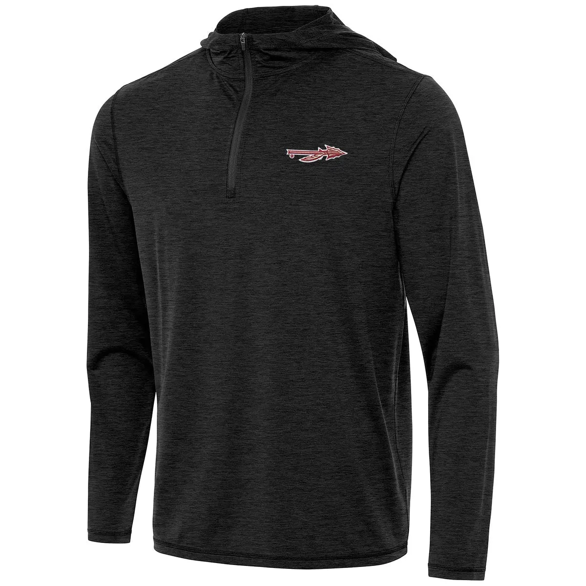 Antigua Men's Spear Logo Lightweight 1/4 Zip Hooded Pullover - Black