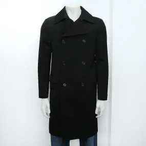 Black Compact Wool Double Breasted Overcoat