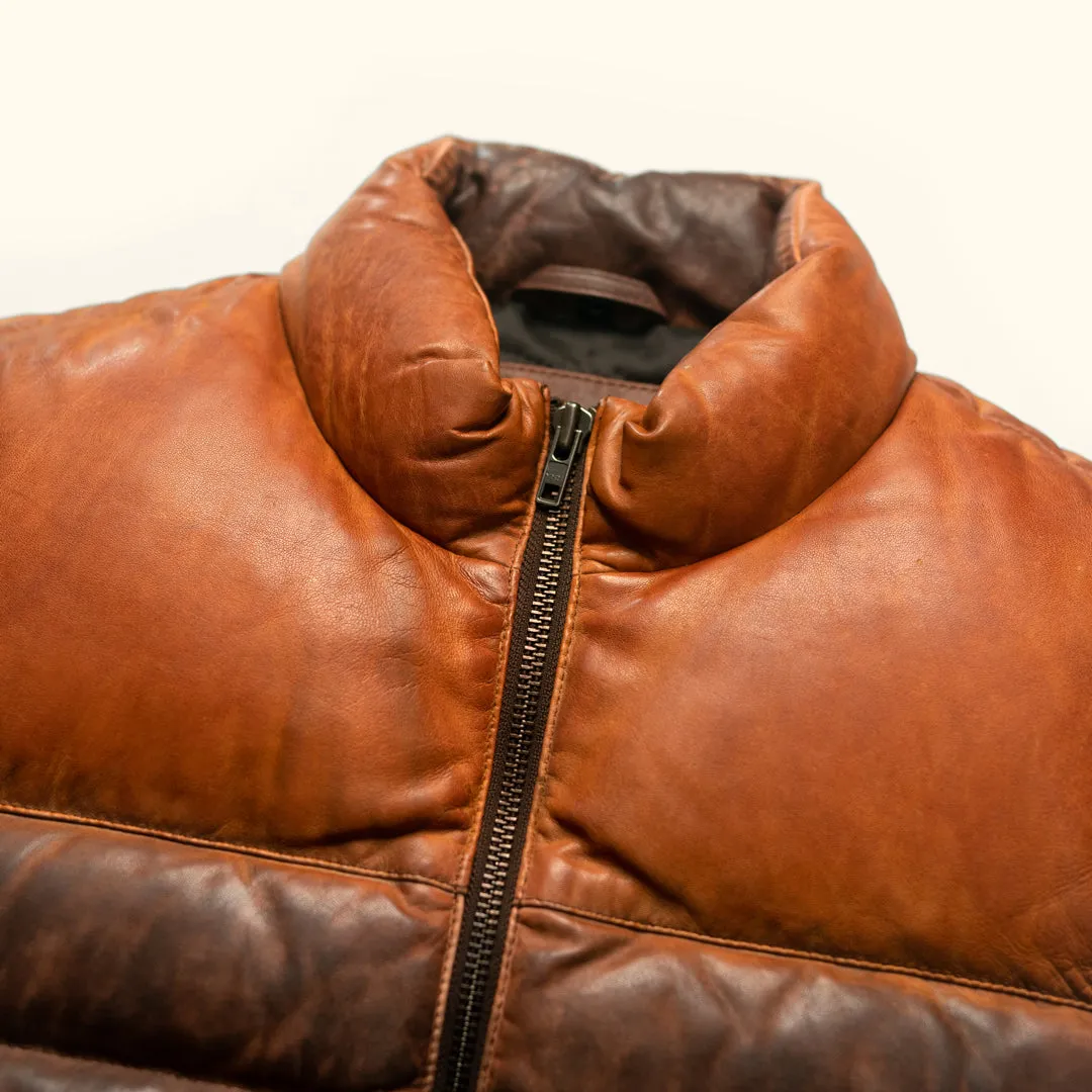 Bridger Leather Down Vest | Tan & Brown