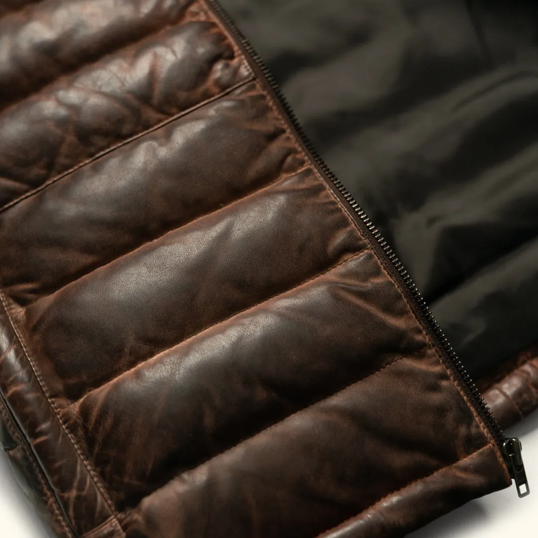 Bridger Leather Down Vest | Tan & Brown