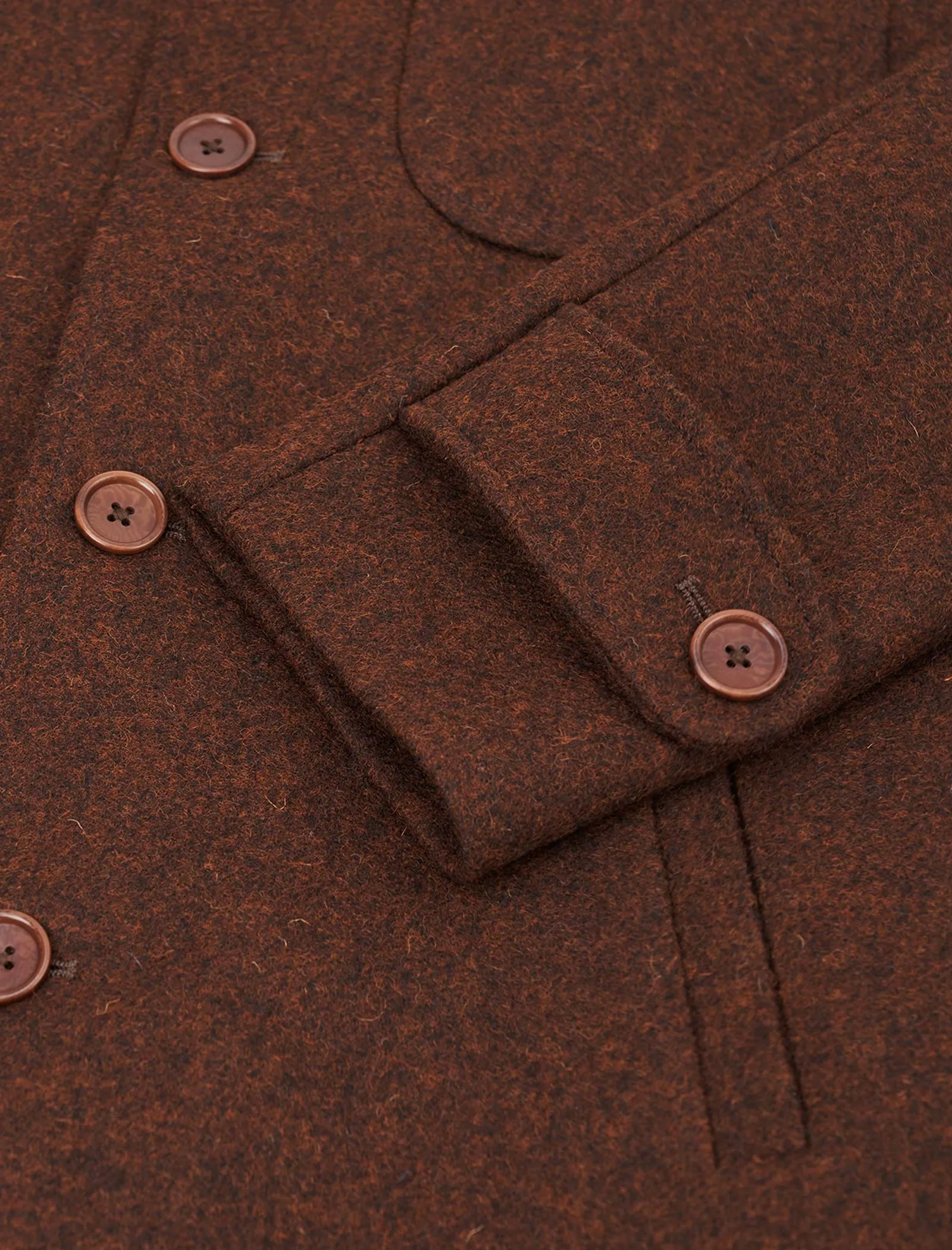 Brown Melange Wool Overcoat