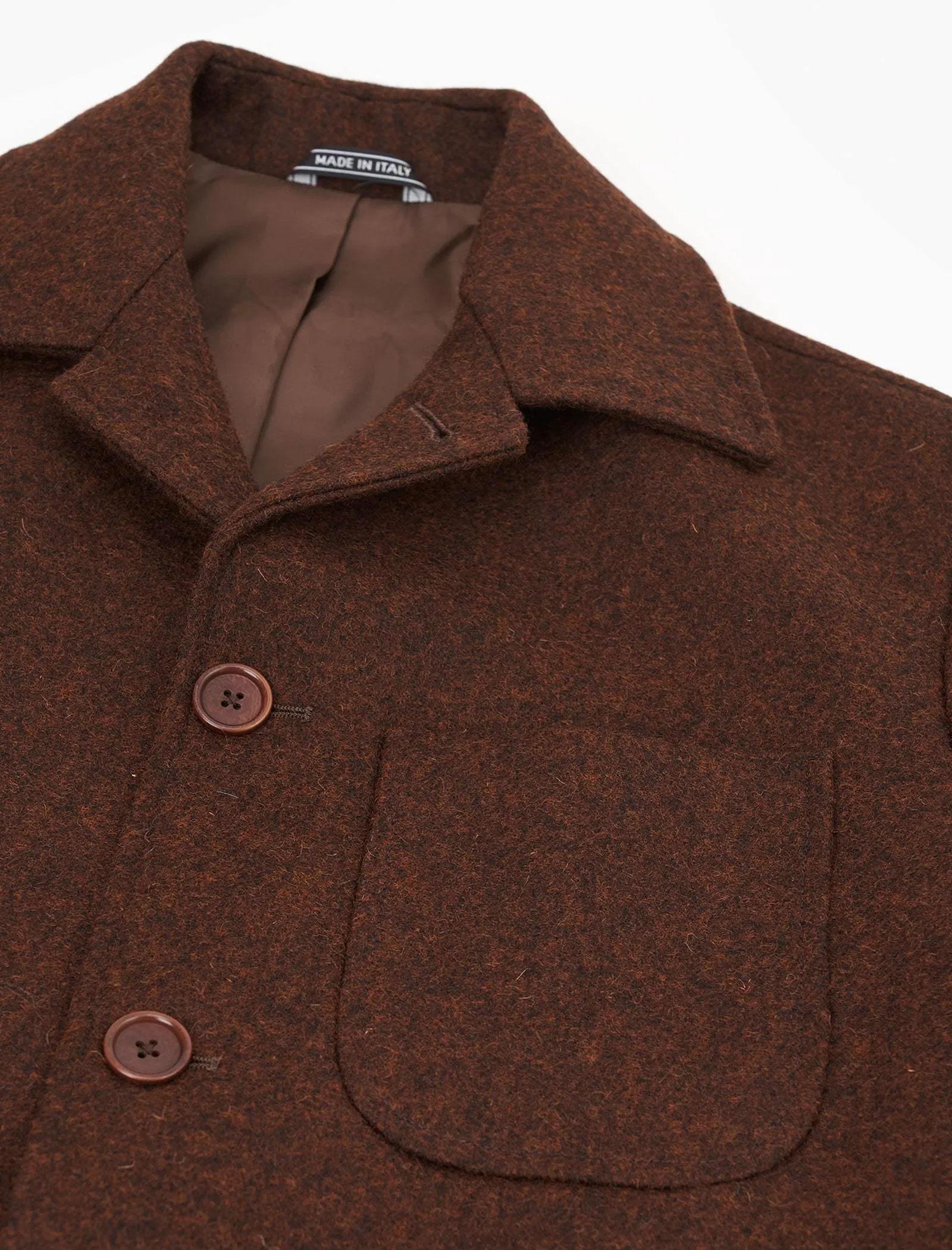 Brown Melange Wool Overcoat