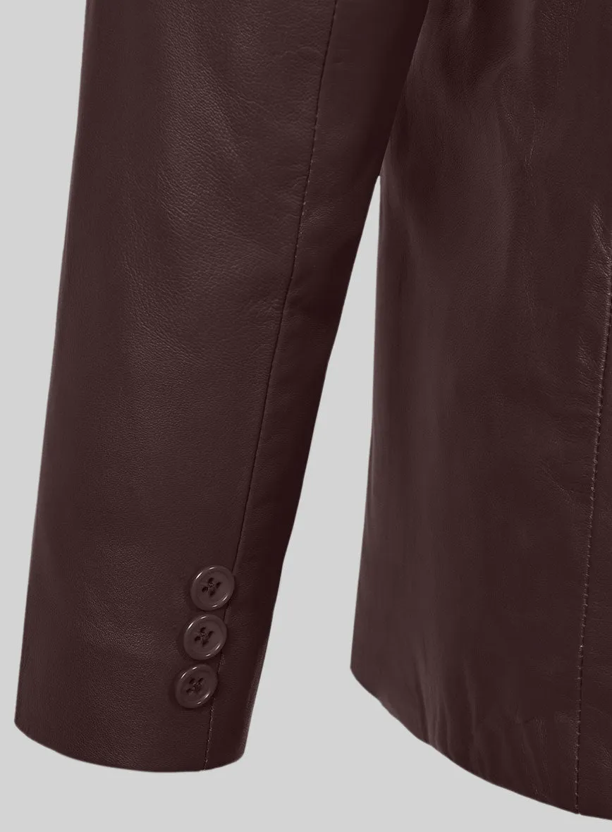 Burgundy Leather Pea Coat