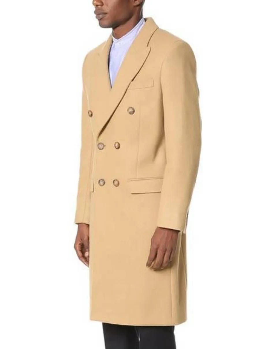 Camel Hair Top Coat - Double Breasted Coat - Big and Tall Peacoat - Top coats For Men