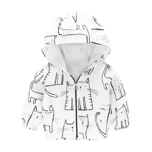 Cartoon Printed Hooded Jackets For Boys&Girls