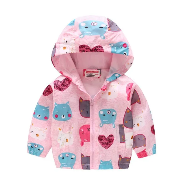 Cartoon Printed Hooded Jackets For Boys&Girls