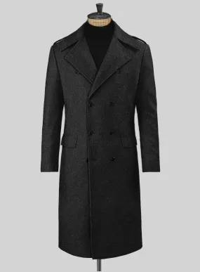 Charcoal Herringbone Tweed GQ Overcoat