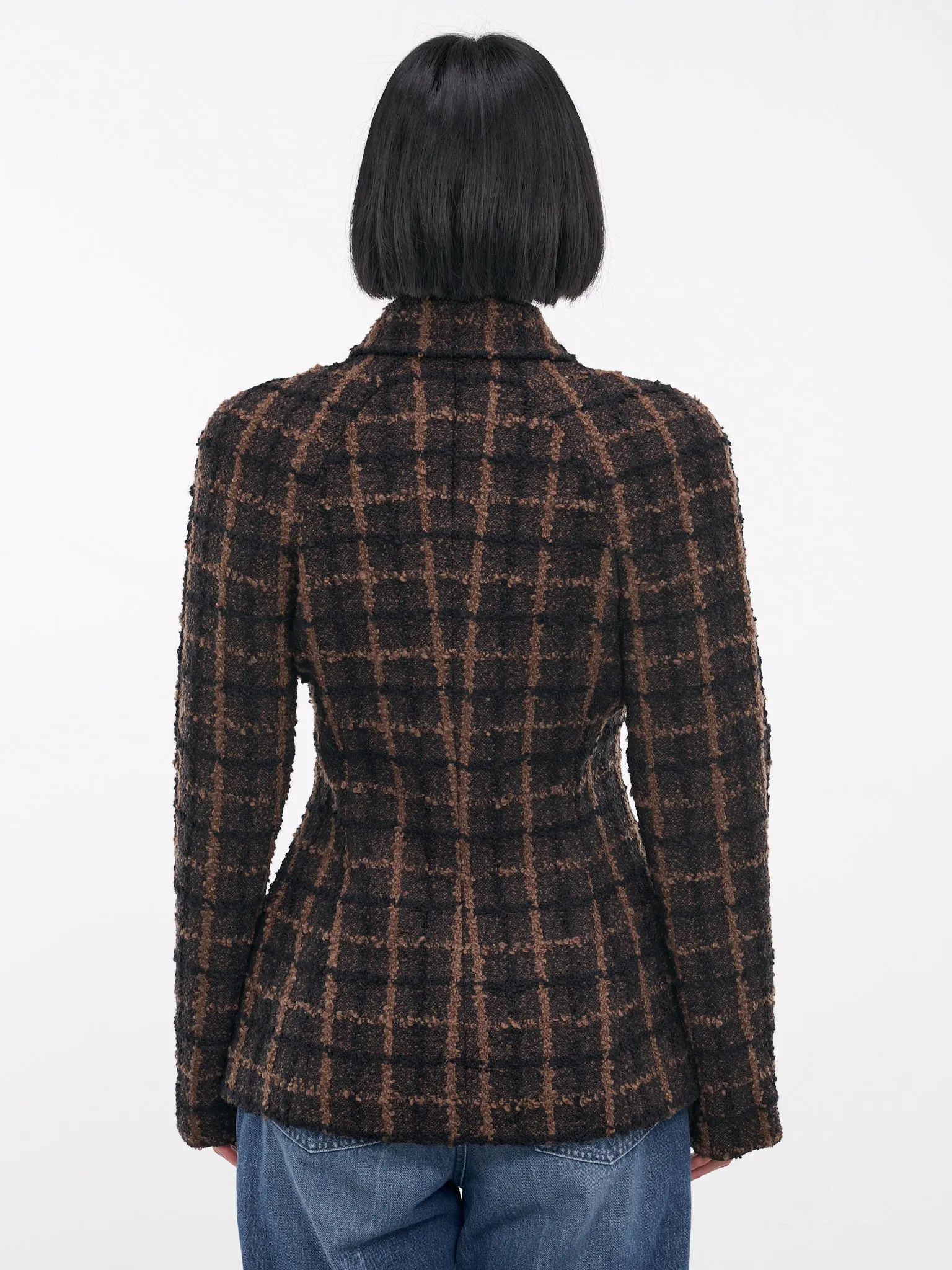 Check Double-Breasted Jacket (1016952-1A12269-2N020-BROWN-BL)