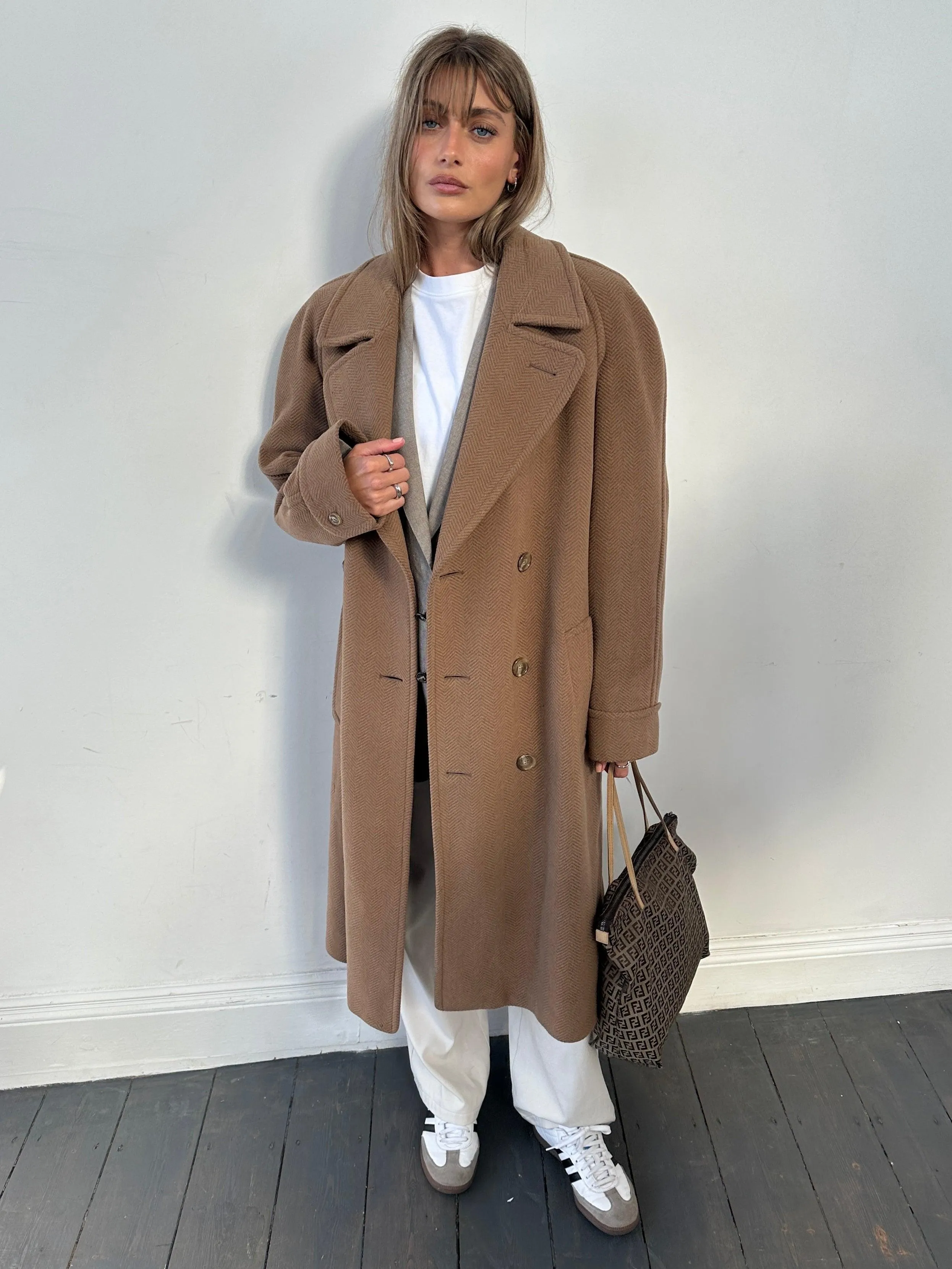 Christian Dior Belted Double Breasted Wool Coat - L