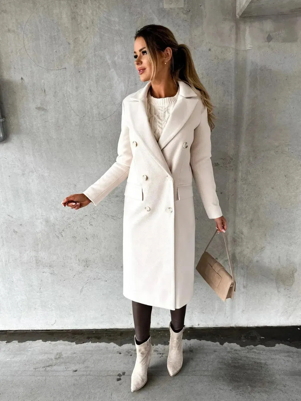 Classy Fashion Long Winter Coat Workwear for ladies Long Blazer overcoat