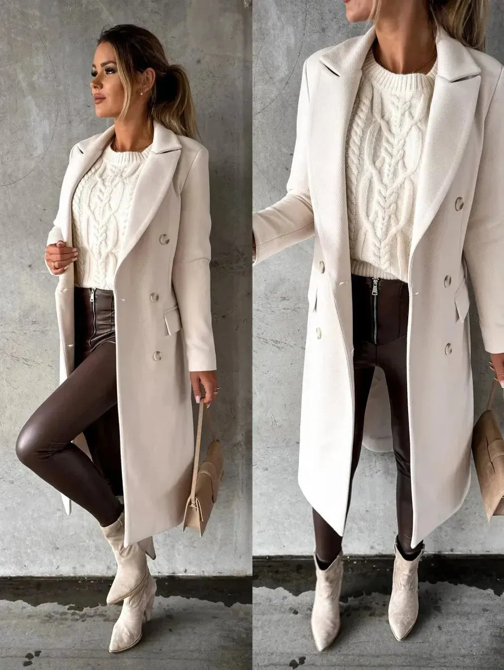 Classy Fashion Long Winter Coat Workwear for ladies Long Blazer overcoat