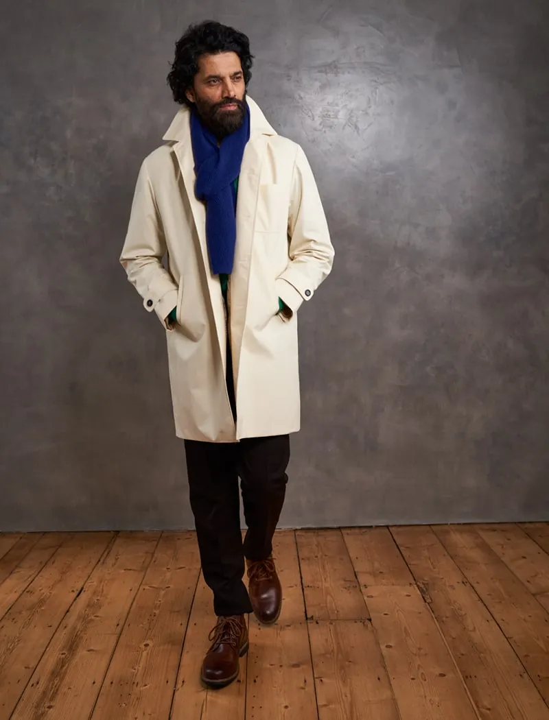 Cream Ventile Cotton Long Overcoat