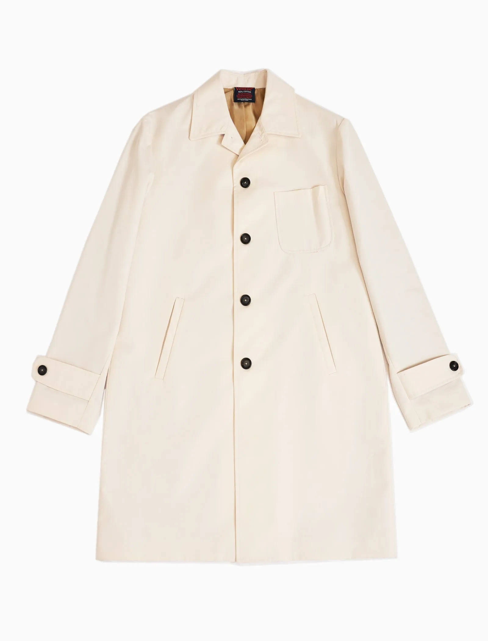 Cream Ventile Cotton Long Overcoat