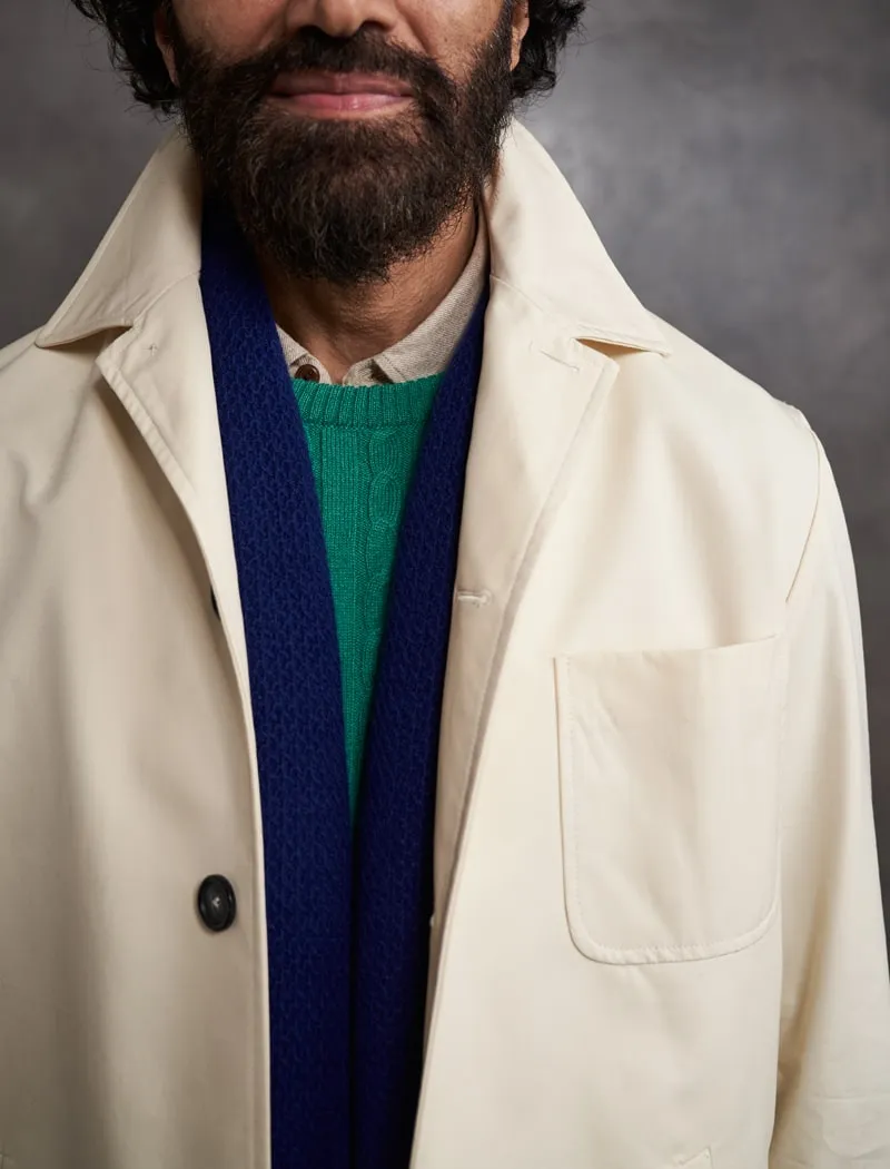 Cream Ventile Cotton Long Overcoat