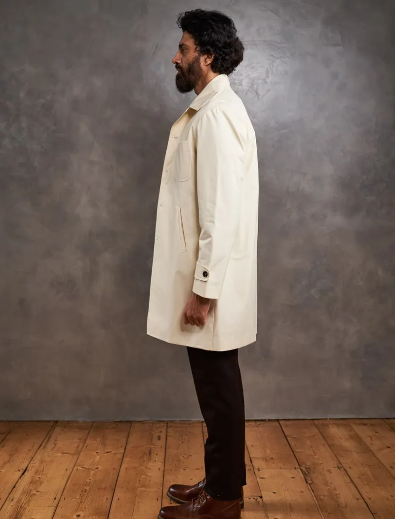 Cream Ventile Cotton Long Overcoat