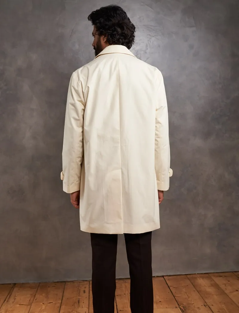 Cream Ventile Cotton Long Overcoat