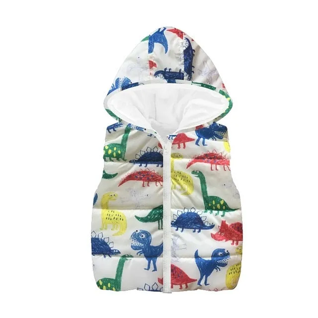 Cute Cartoon Printed Outerwear Vest &Coats For Kids