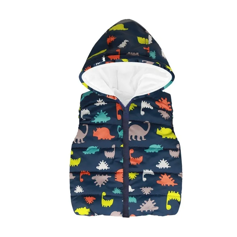 Cute Cartoon Printed Outerwear Vest &Coats For Kids