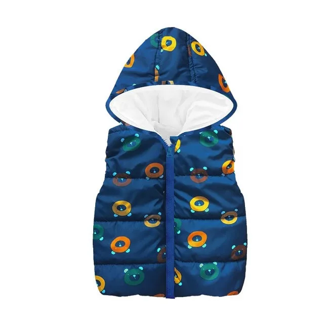 Cute Cartoon Printed Outerwear Vest &Coats For Kids