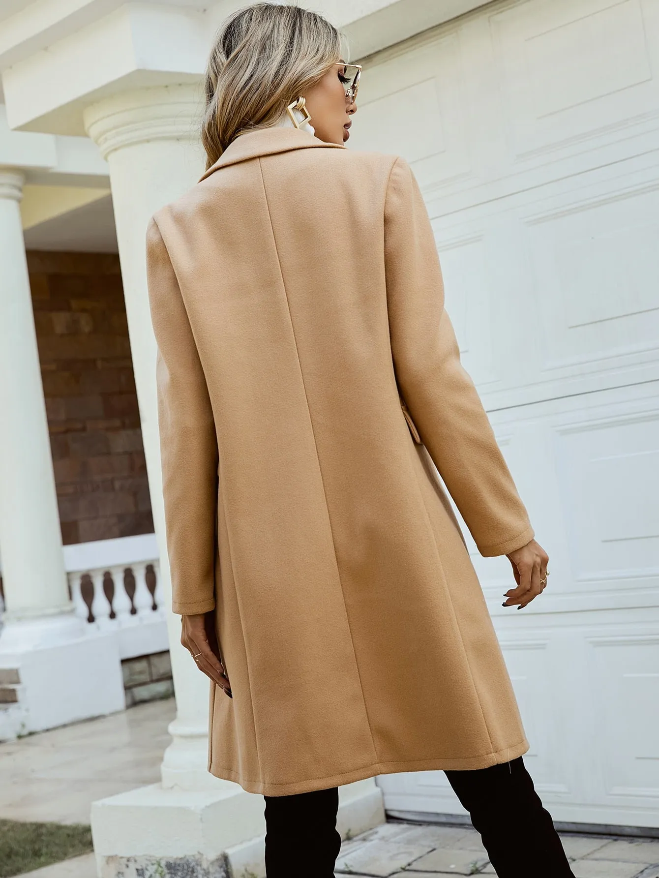 Double Breasted Lapel Collar Overcoat