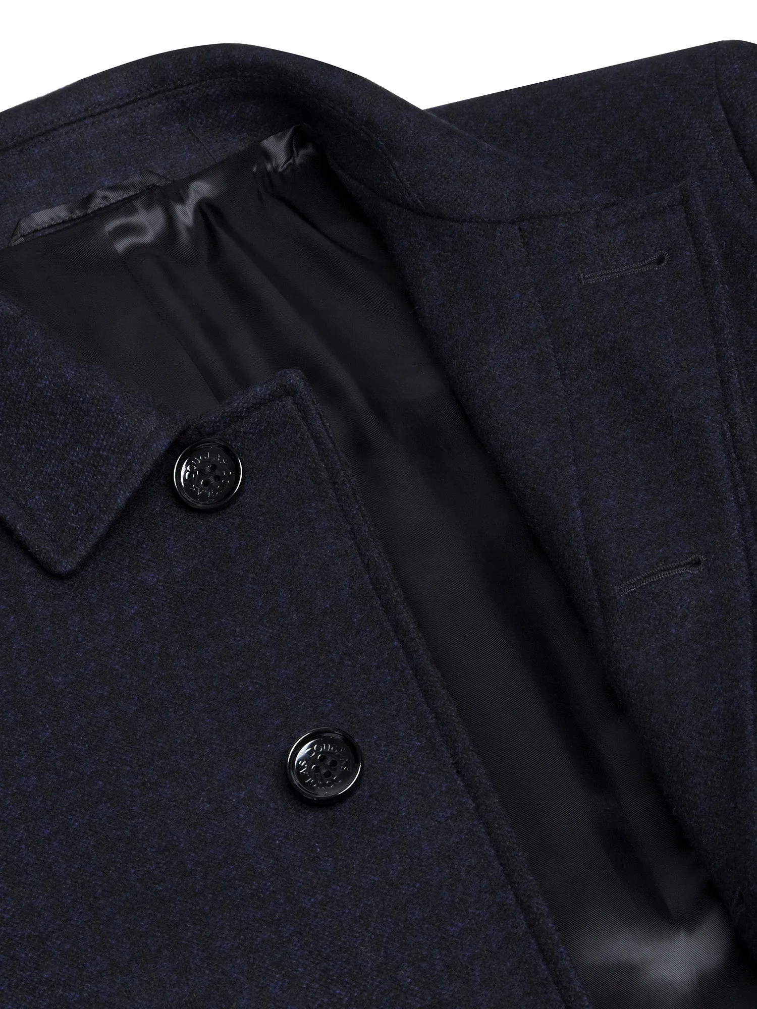 Douglas - Navy Checked Overcoat