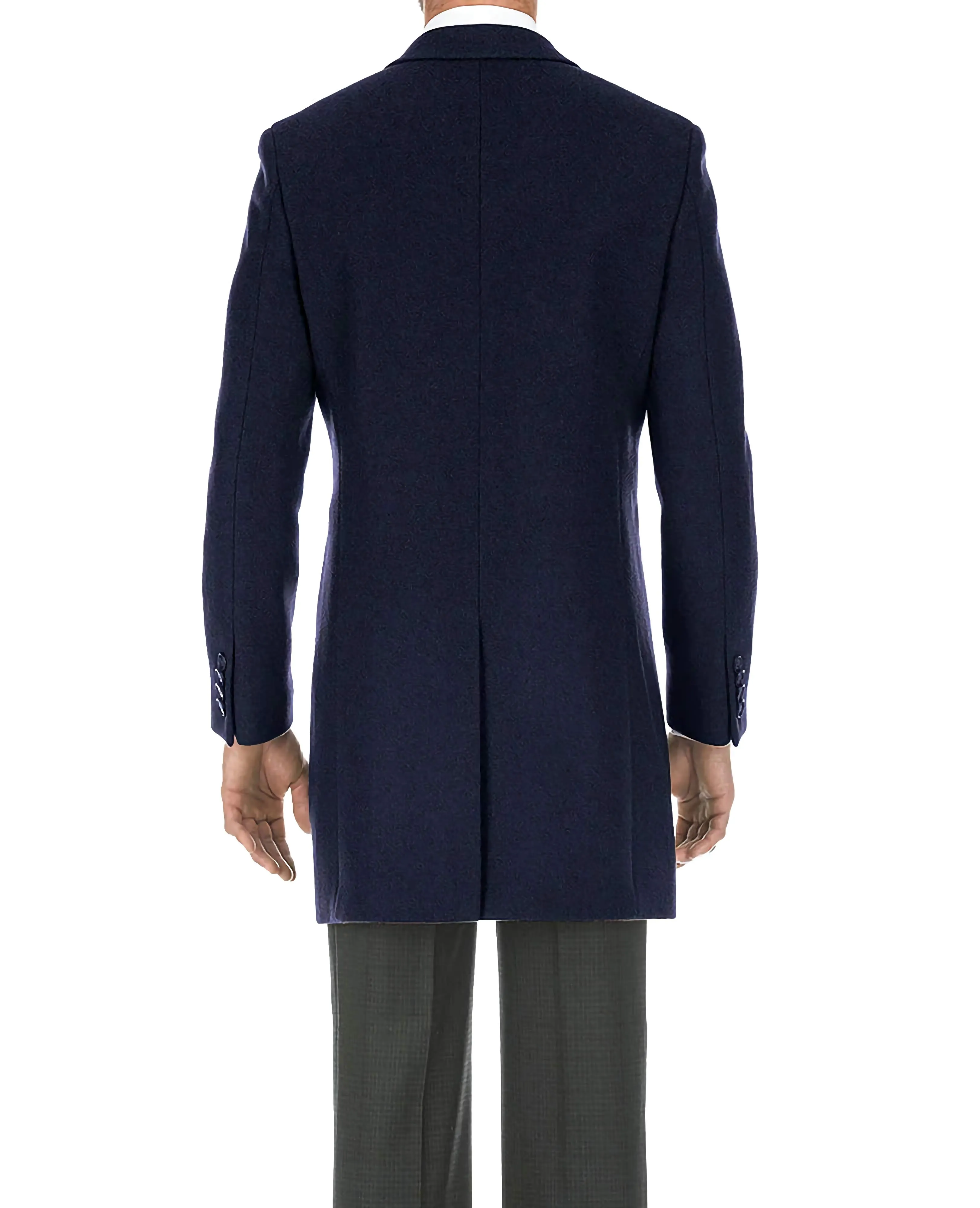 English Laundry Navy Fall/Winter Essential Slim Fit Wool Blend Overcoat