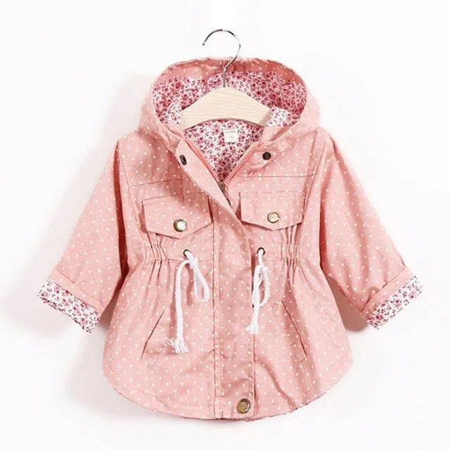 Flower Embroidery Hooded Outwear Kids Girls