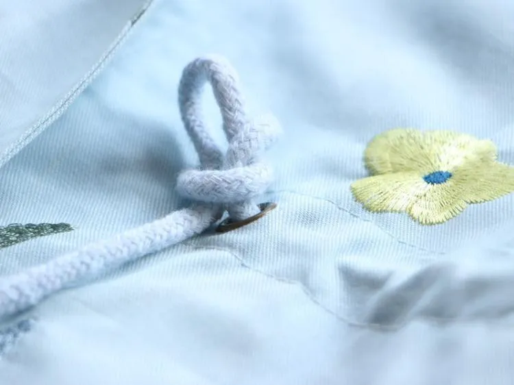 Flower Embroidery Hooded Outwear Kids Girls