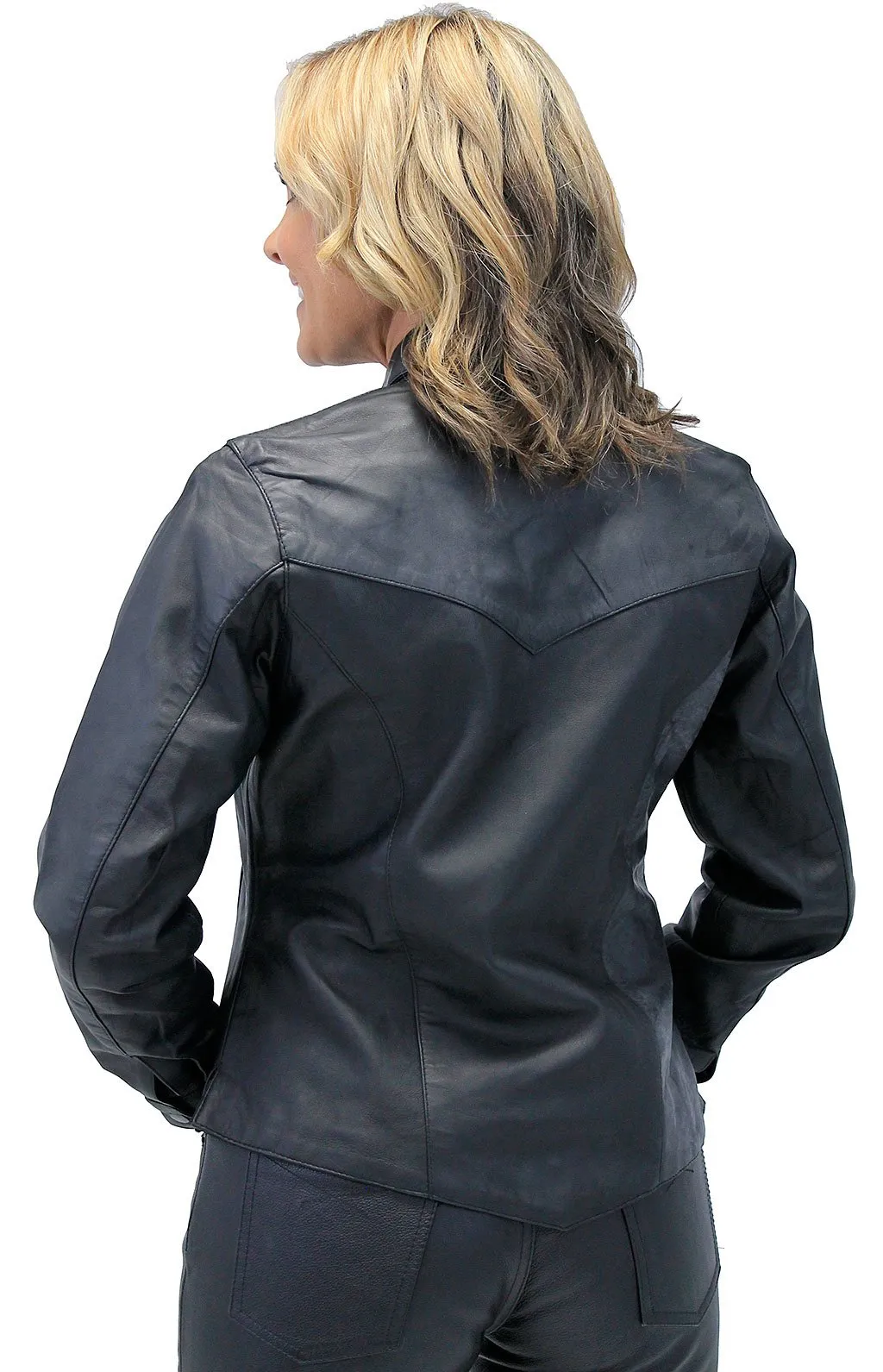 Frontier Black Leather Shirt for Women #LS43K ()