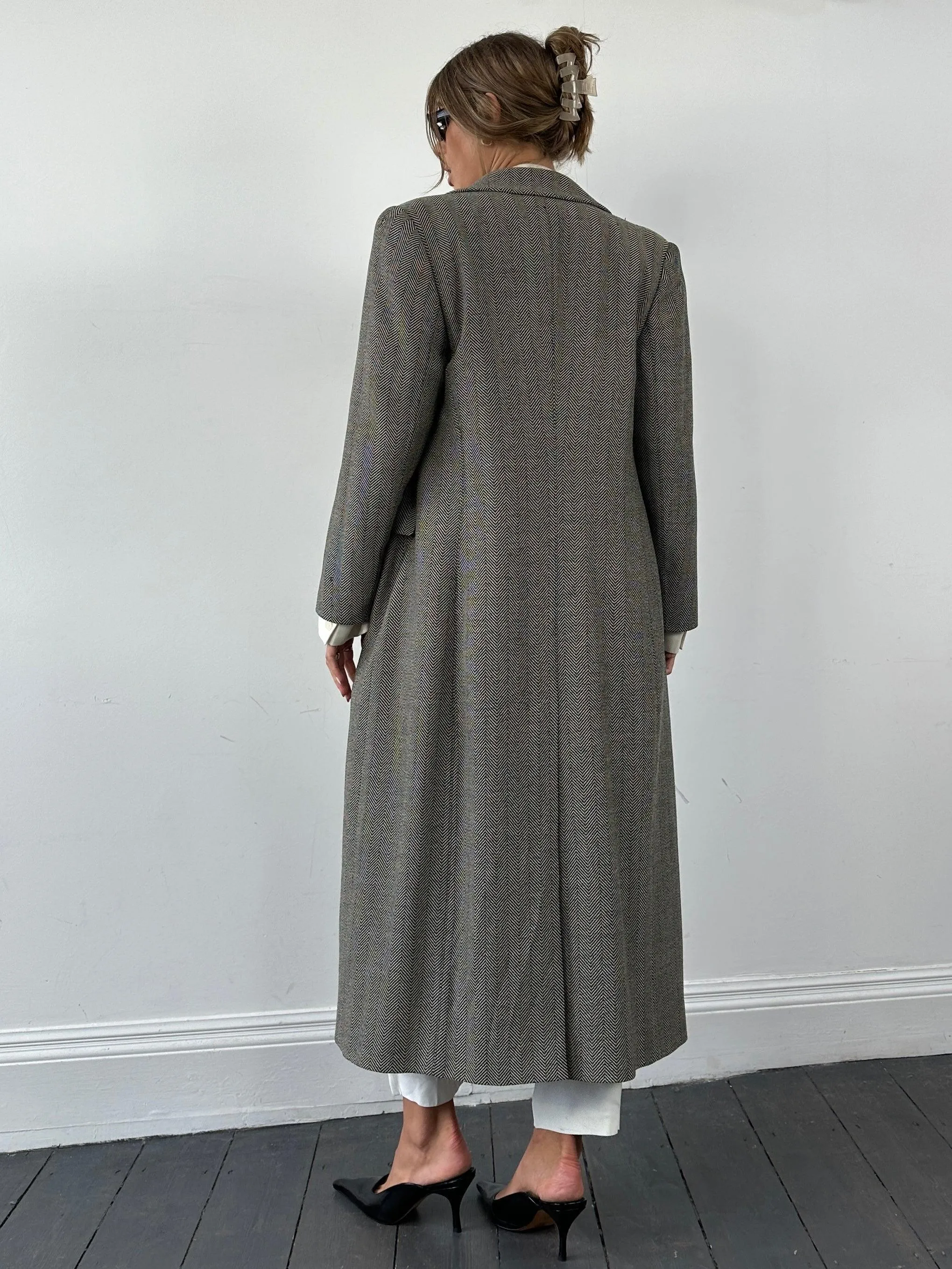 Giorgio Armani Virgin Wool Herringbone Coat - M