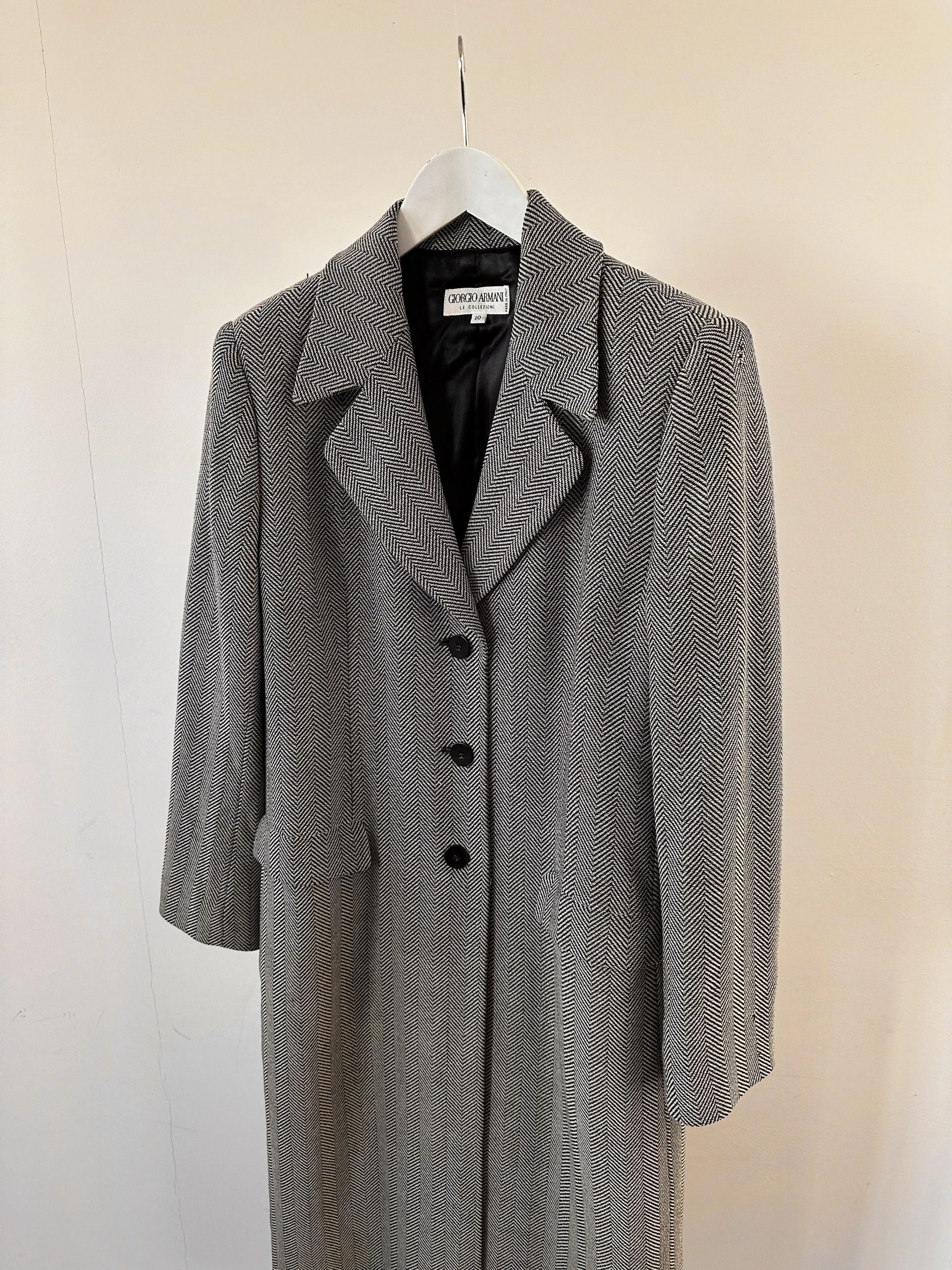 Giorgio Armani Virgin Wool Herringbone Coat - M