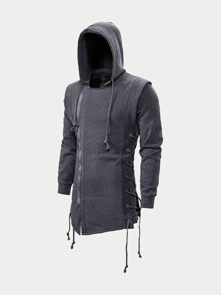 Gothic Style Zipper Hooded Outerwear