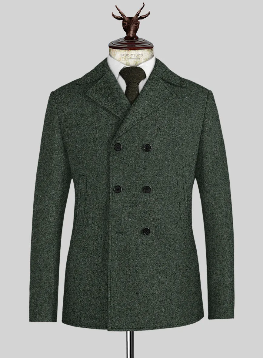 Green Heavy Tweed Pea Coat