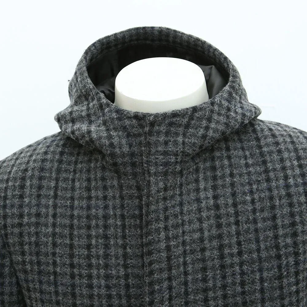 Heavy Wool Cashmere Blend Check Overcoat Jacket