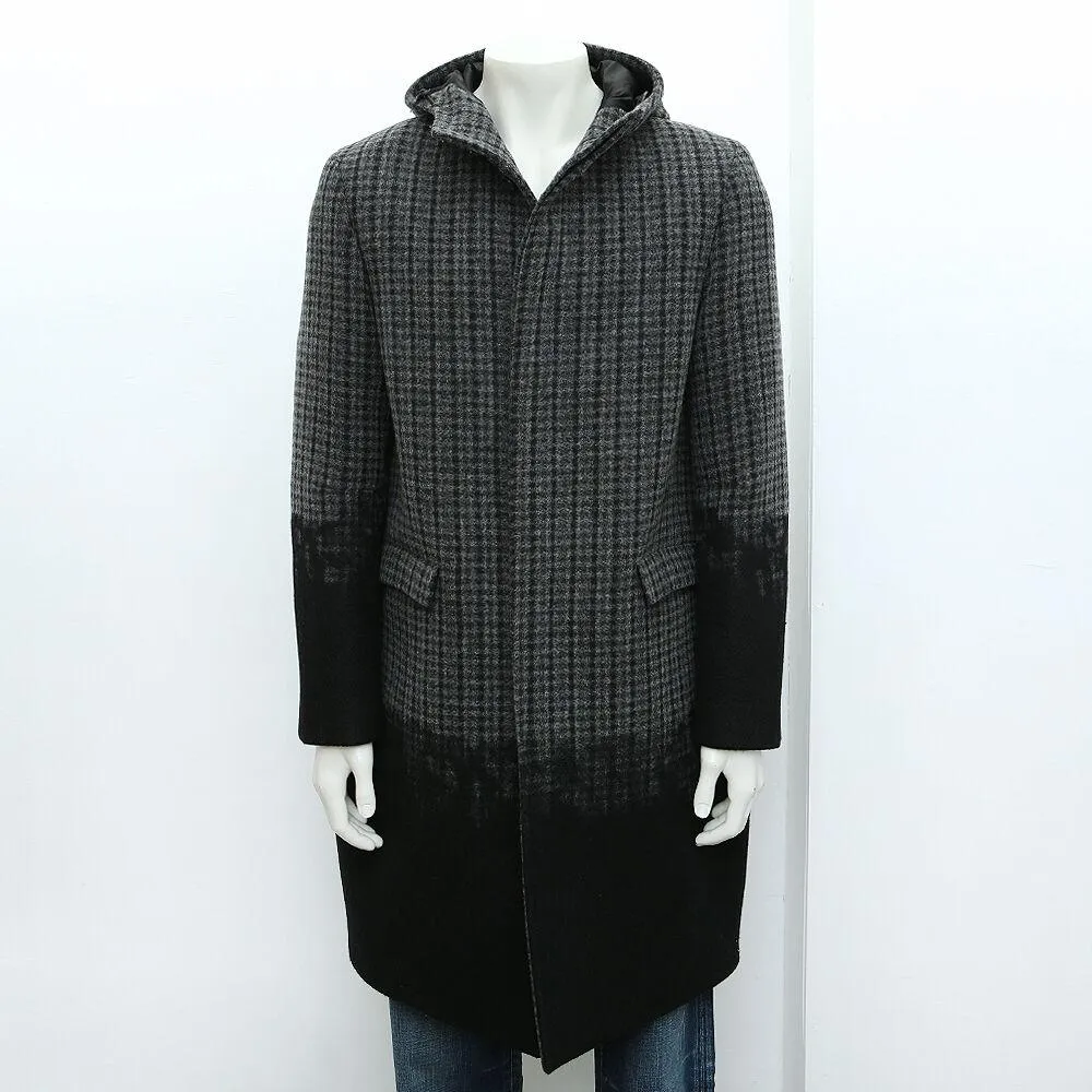 Heavy Wool Cashmere Blend Check Overcoat Jacket