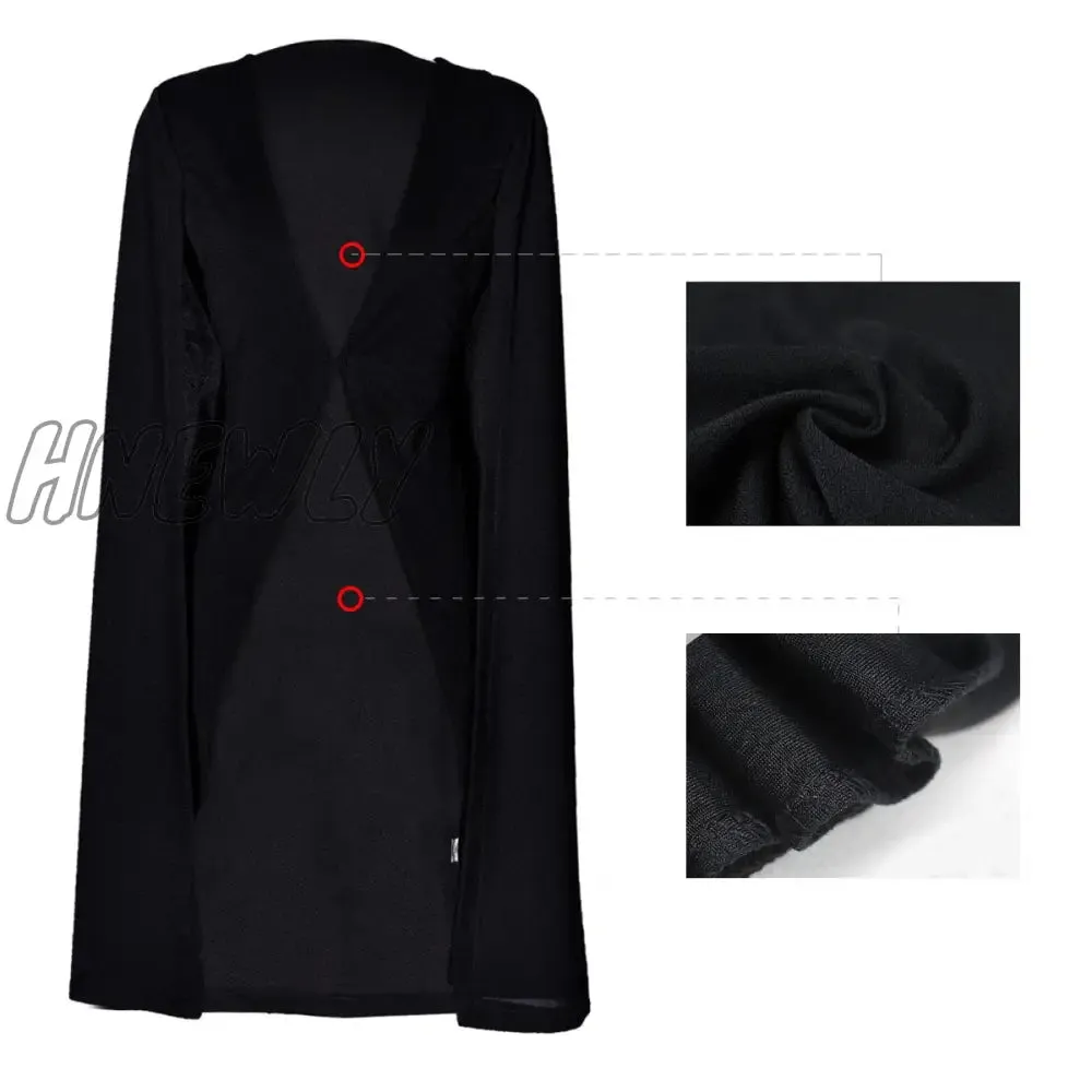 Hnewly Women's Blazer Long Sleeve Lapel Cape Blazer Coat Casual Split Poncho OL Jacket Cloak Coat Women Blazer Suit Chic Work Outfits Women