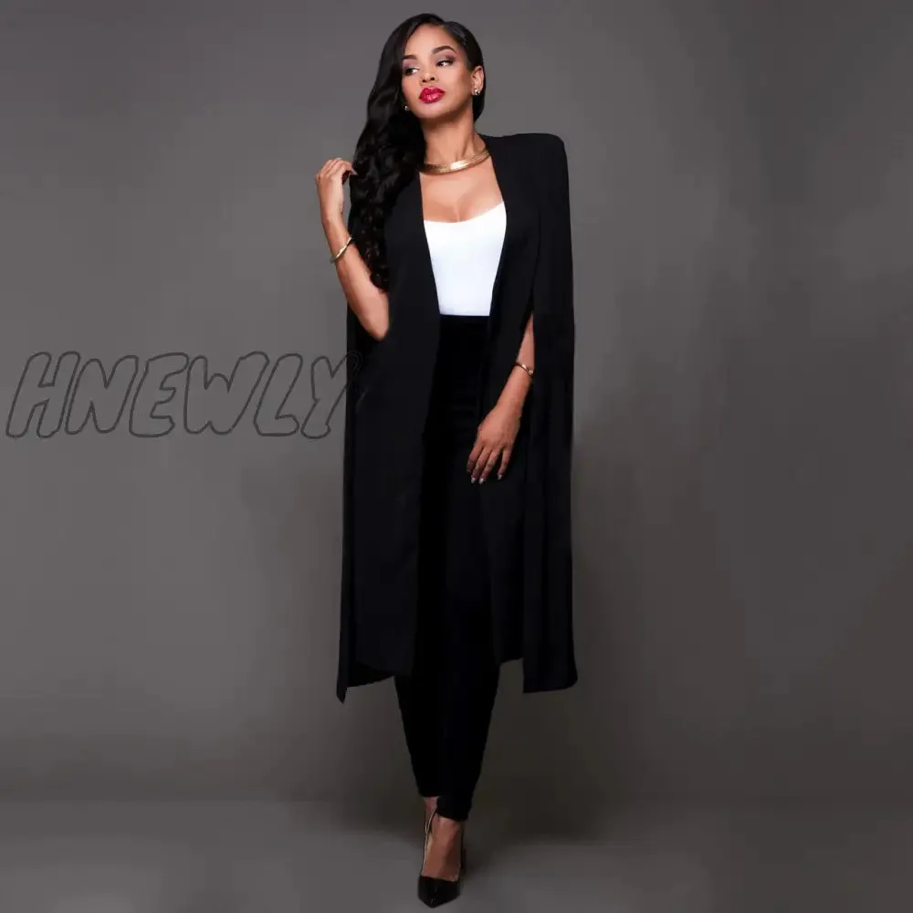 Hnewly Women's Blazer Long Sleeve Lapel Cape Blazer Coat Casual Split Poncho OL Jacket Cloak Coat Women Blazer Suit Chic Work Outfits Women