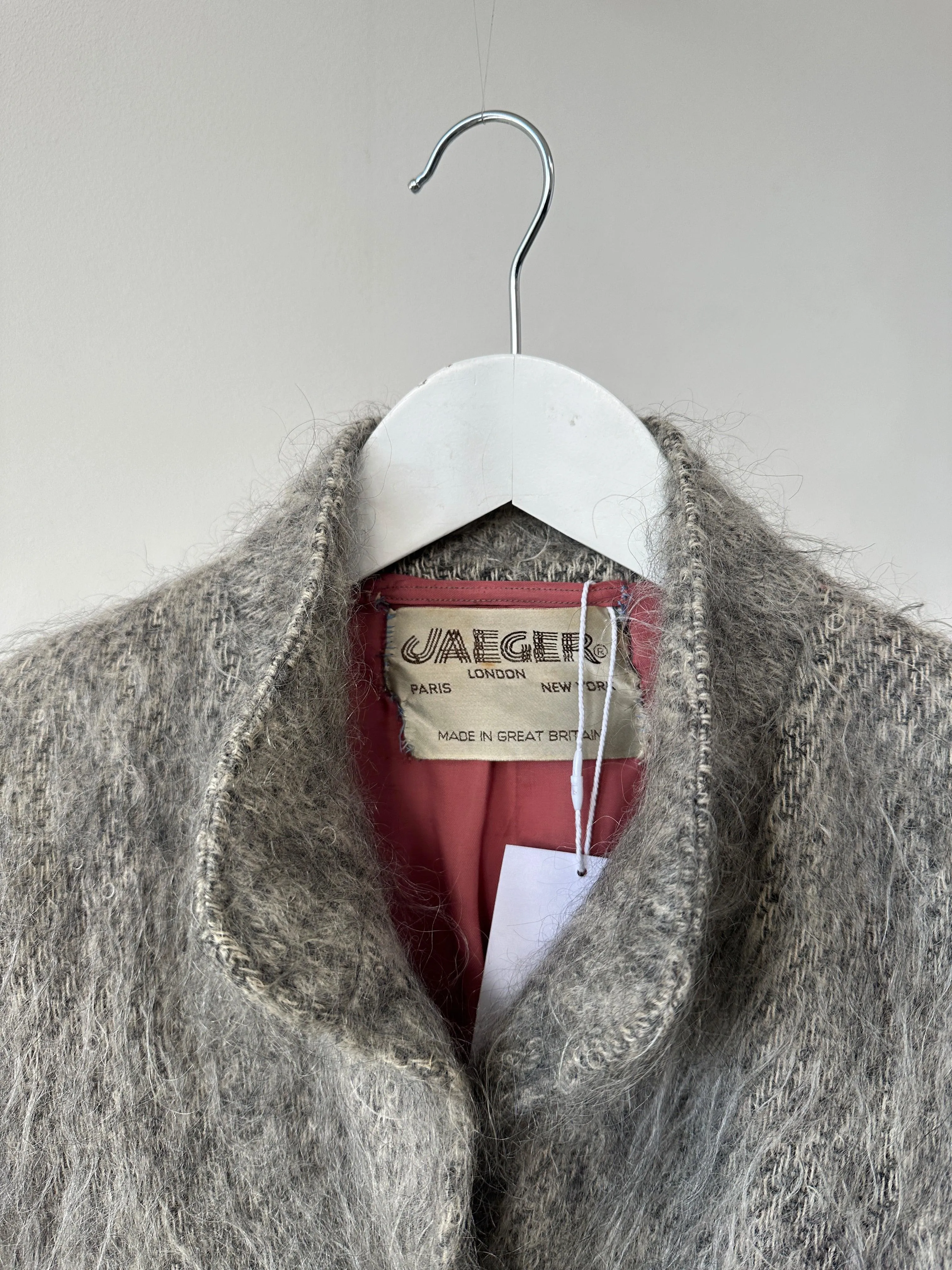 Jaeger Mohair Wool Fuzzy Belted Coat - L