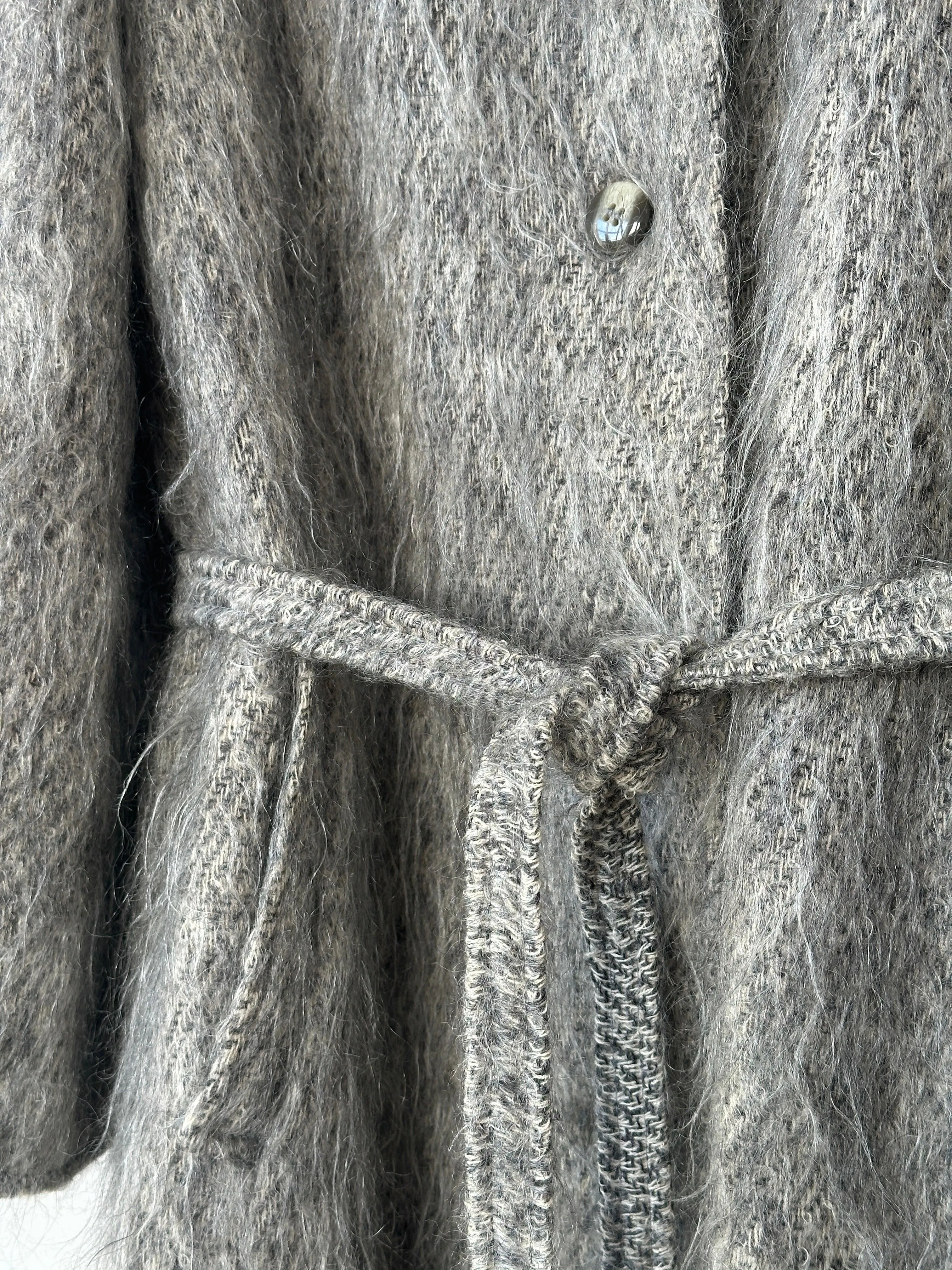 Jaeger Mohair Wool Fuzzy Belted Coat - L