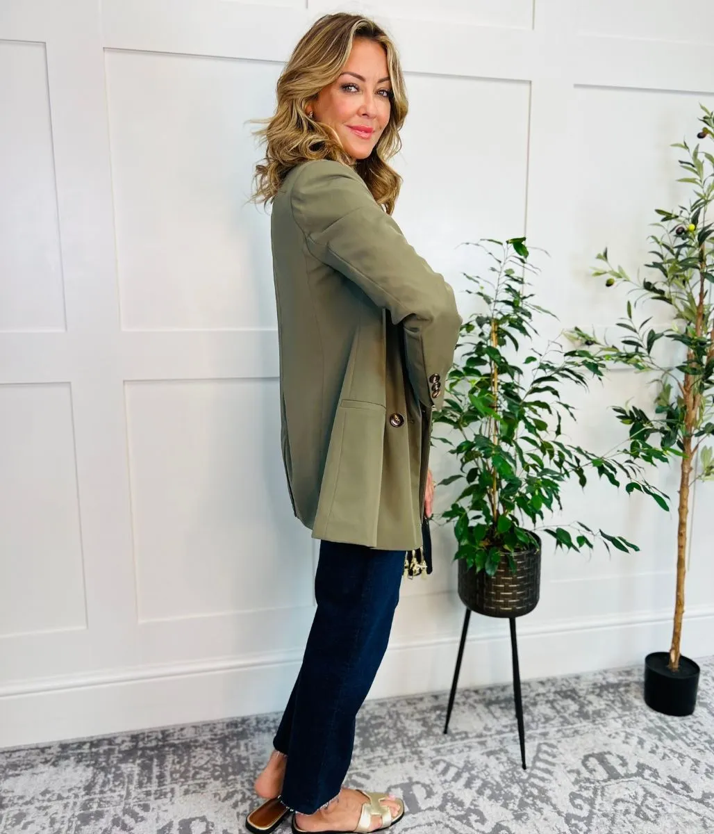 Khaki Double Breasted Blazer