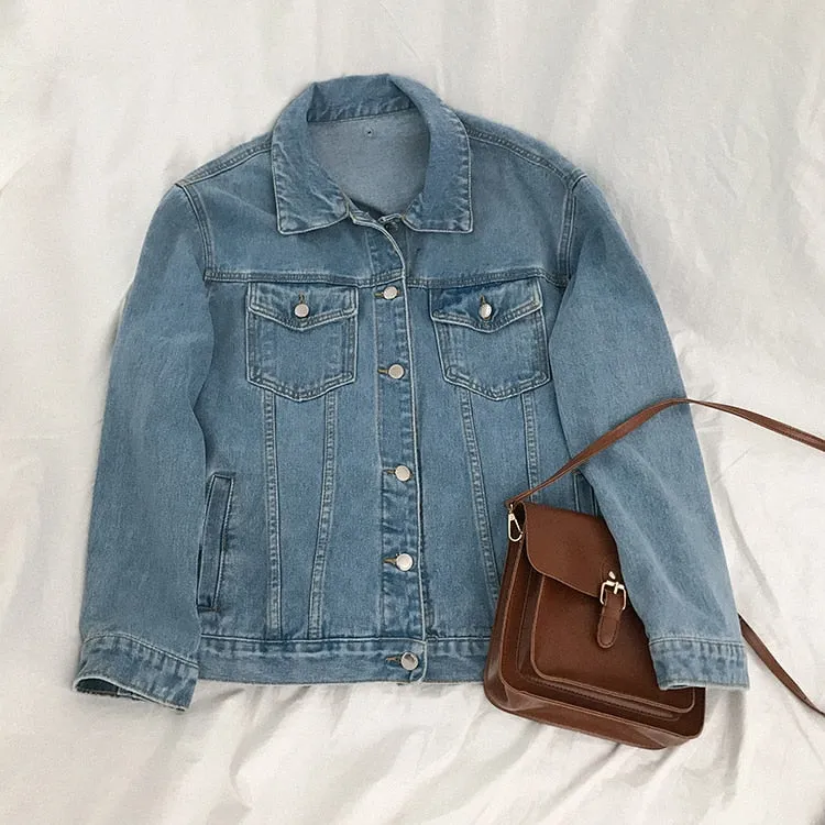 [Korean Style] Della Loose Fit Cotton Hoodie Denim Jacket