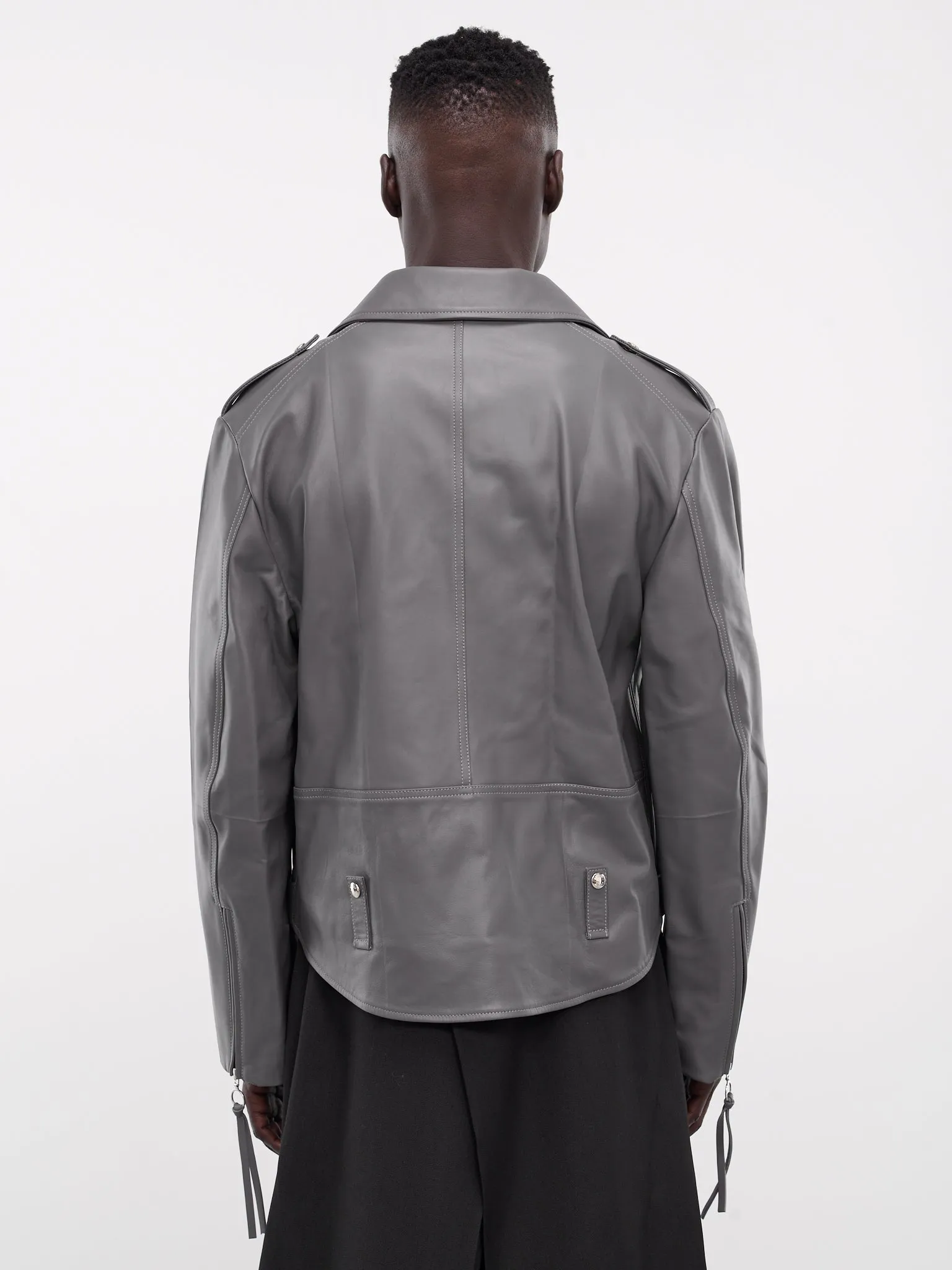 Leather Biker Jacket (U232-J009-L005-GRAY)