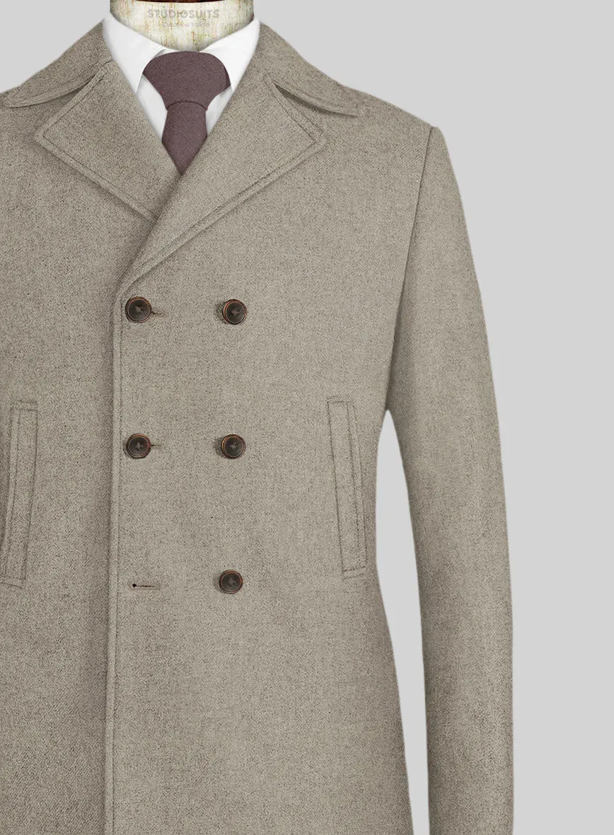 Light Weight Light Brown Tweed Pea Coat