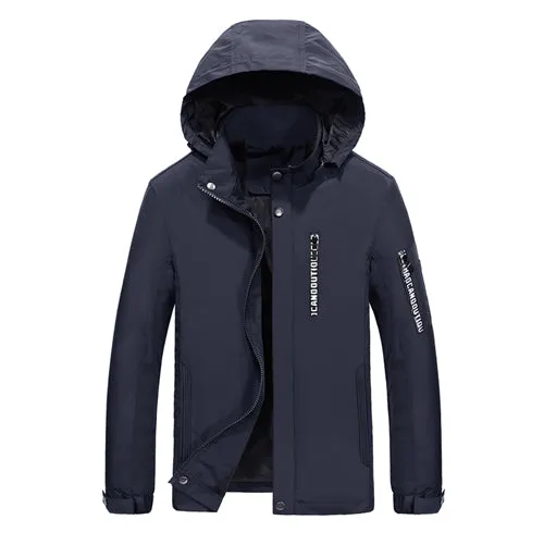 Mandarin Collar Hooded Slim Fit Jacket