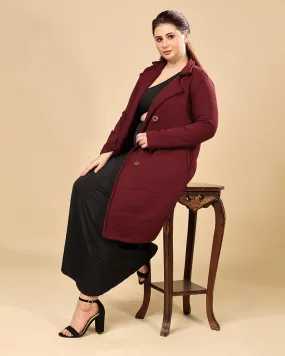 Maroon Solid Double Breatsed Coat