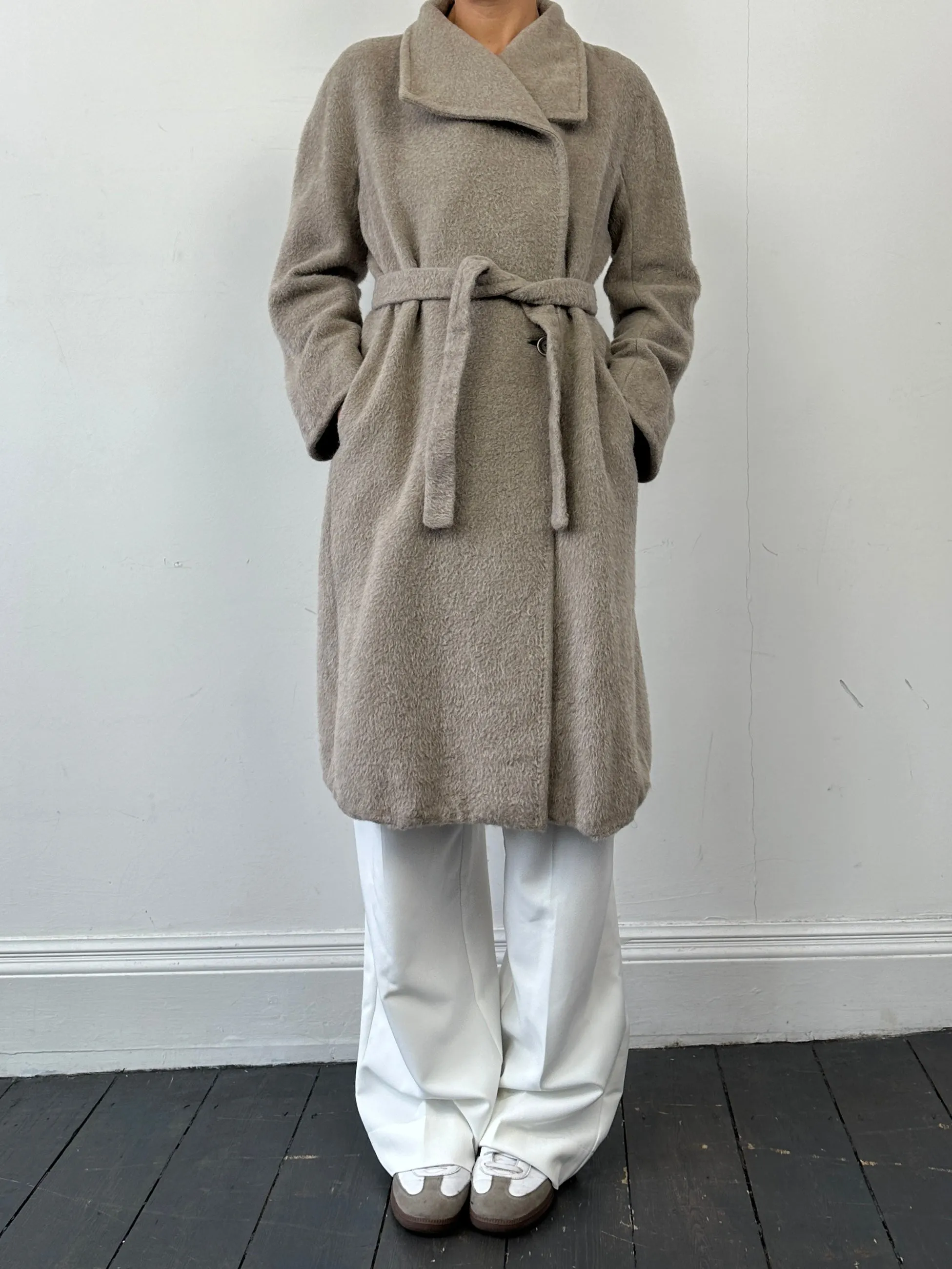 Max Mara Alpaca Wool Belted Wrap Coat - S/M