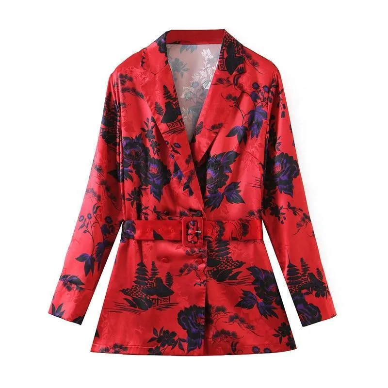 Maya Red Floral Blazer For Women