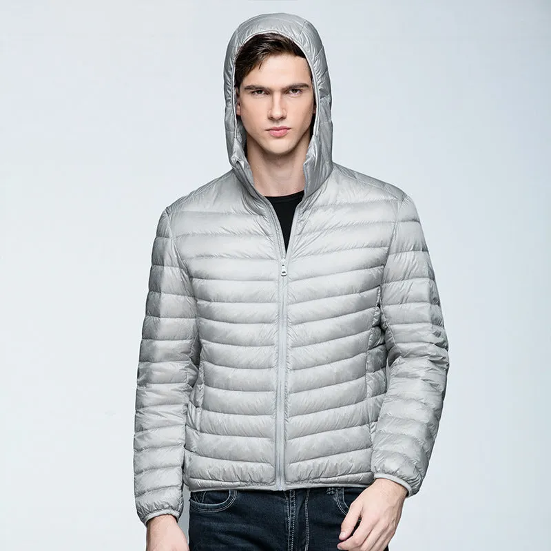 Men's Winter Casual Polyester Hooded Coat With Zippers